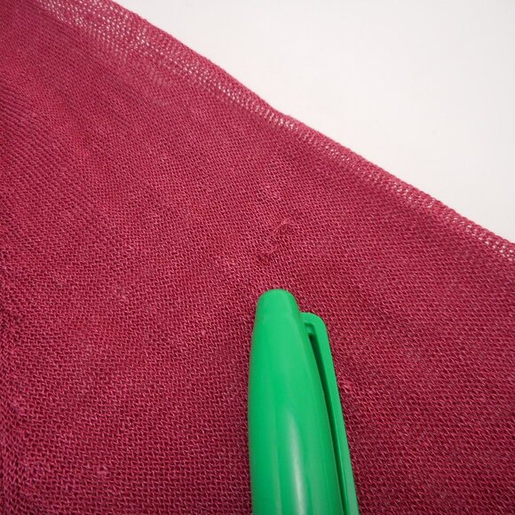 Eileen Fisher Women's size M Linen Blend Sheer Cardigan Raspberry Red - Picture 9 of 12